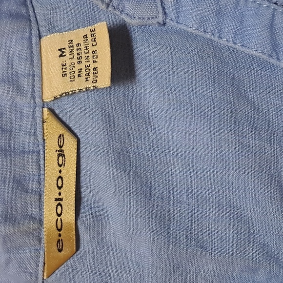 Ecologie Blue Linen Tunic Top Blouse with Adjustable Sleeves Size M - Picture 7 of 8